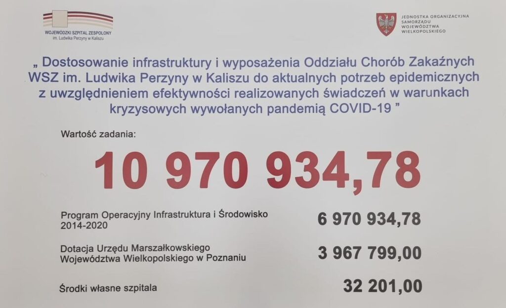 Oddział Chorób Zakaźnych w WSZ w Kaliszu - koszty modernizacji.