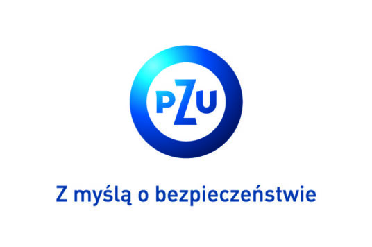 Logo PZU ze sloganem „ Z myślą o bezpieczeństwie”